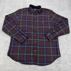 Todd Snyder Button Down Shirt Mens XL Burgundy Plaid Albiate Italian Cotton LS